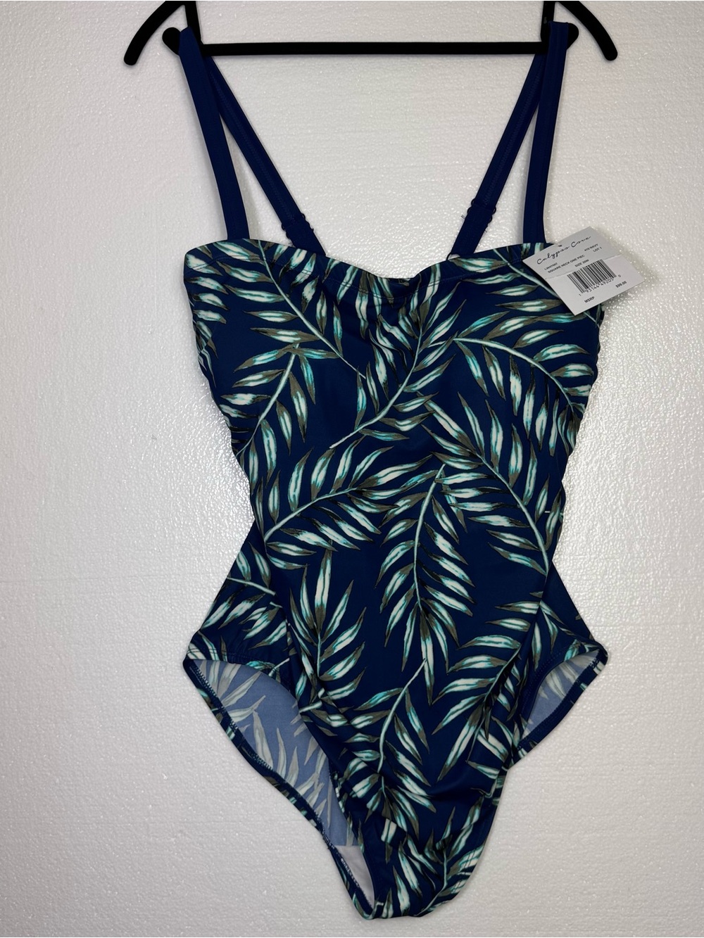 Calypso Cove Navy Tropical Leaf One Piece Swimsuit Size 20W NWT
